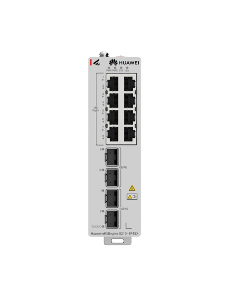 Switch industrial L2, 8 x RJ45 1G PoE+, 2 x SFP 1G, 2 x SFP+ 10G, PoE 240W, Cloud Management - Huawei eKit S210I-8P4SX