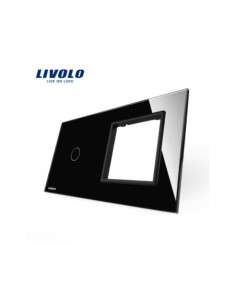 Panou pentru Întrerupător Touch simplu + Ramă Simplă din sticlă 2x2M Livolo