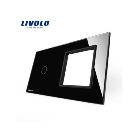 Panou pentru Întrerupător Touch simplu + Ramă Simplă din sticlă 2x2M Livolo