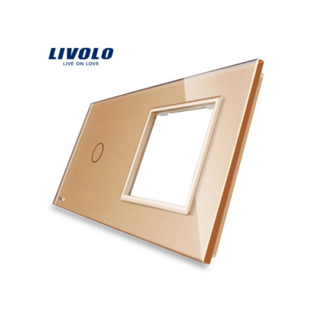 Panou pentru Întrerupător Touch simplu + Ramă Simplă din sticlă 2x2M Livolo