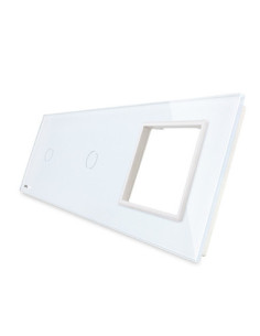 Panou pentru Întrerupător Touch simplu + simplu + Ramă din sticlă 3x2M Livolo
