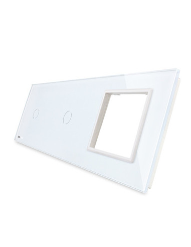Panou pentru Întrerupător Touch simplu + simplu + Ramă din sticlă 3x2M Livolo