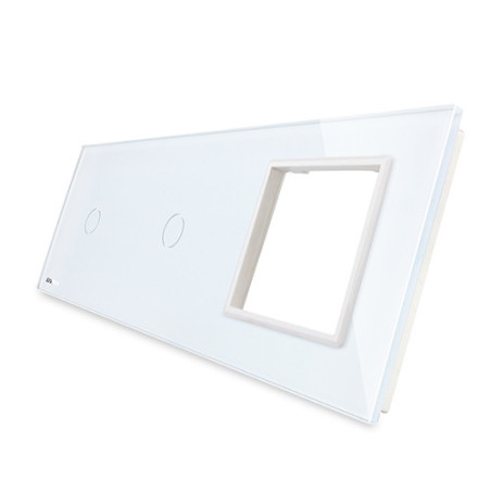 Panou pentru Întrerupător Touch simplu + simplu + Ramă din sticlă 3x2M Livolo