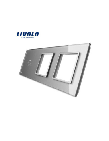 Panou pentru Întrerupător Touch simplu + Ramă dublă din sticlă 3x2M Livolo