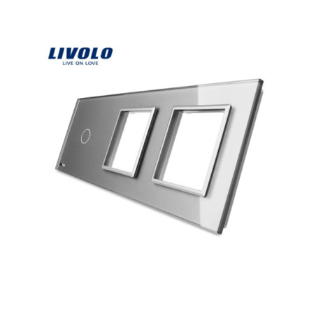 Panou pentru Întrerupător Touch simplu + Ramă dublă din sticlă 3x2M Livolo