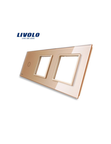 Panou pentru Întrerupător Touch simplu + Ramă dublă din sticlă 3x2M Livolo