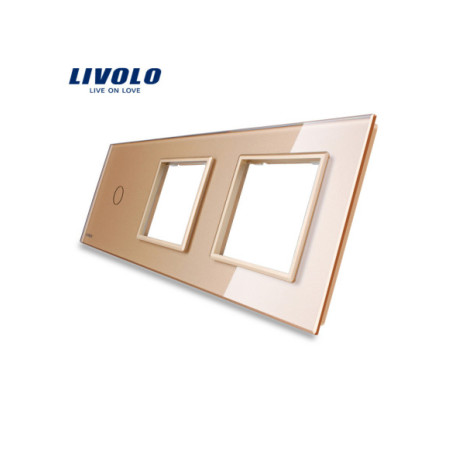 Panou pentru Întrerupător Touch simplu + Ramă dublă din sticlă 3x2M Livolo