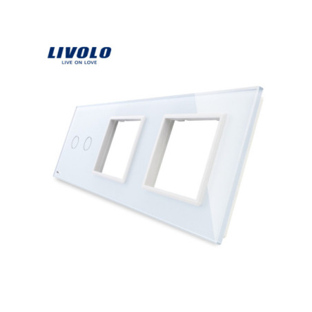 Panou pentru Întrerupător Touch dublu + Ramă dublă din sticlă 3x2M Livolo