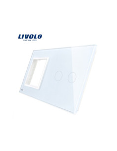 Ramă Simplă + Panou pentru Întrerupător Touch dublu din sticlă 2x2M Livolo