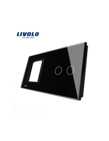 Ramă Simplă + Panou pentru Întrerupător Touch dublu din sticlă 2x2M Livolo
