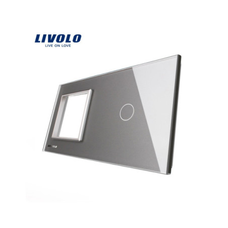 Ramă Simplă + Panou pentru Întrerupător Touch simplu din sticlă 2x2M Livolo
