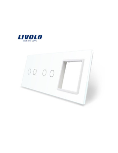 Panou pentru întrerupător touch dublu + dublu + ramă din sticlă 3x2M Livolo