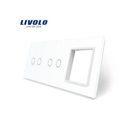 Panou pentru întrerupător touch dublu + dublu + ramă din sticlă 3x2M Livolo