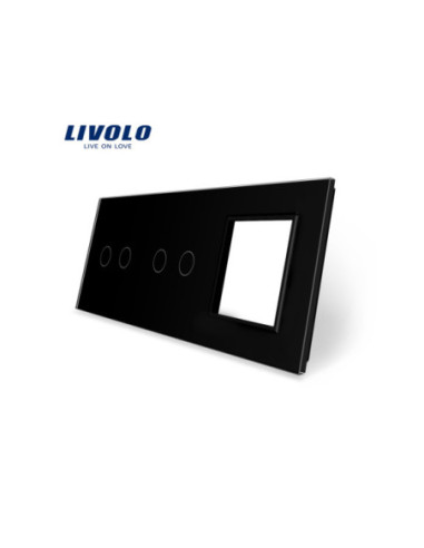 Panou pentru întrerupător touch dublu + dublu + ramă din sticlă 3x2M Livolo