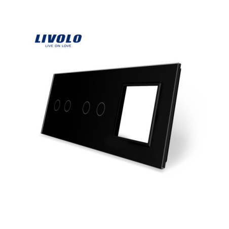 Panou pentru întrerupător touch dublu + dublu + ramă din sticlă 3x2M Livolo