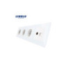 Priză cvadruplă 3x Schuko + TV + Date RJ45 CAT6 cu ramă din sticlă Livolo, alb