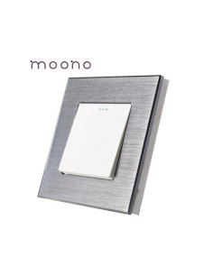 Întrerupător mecanic simplu, ramă aluminiu, Moono, argintiu