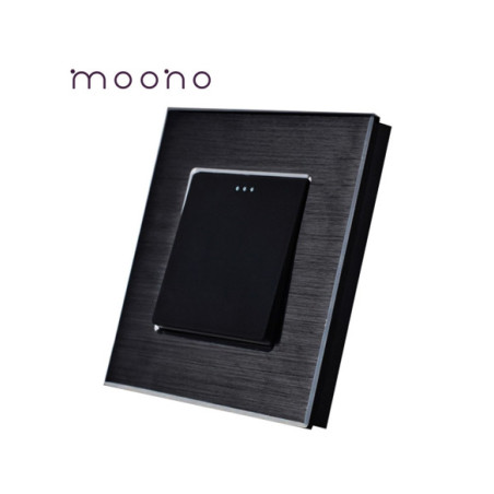 Întrerupător mecanic simplu, ramă aluminiu, Moono, argintiu