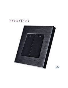 Întrerupător mecanic dublu cu revenire, ramă aluminiu, Moono, argintiu 2