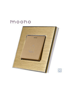 Întrerupător mecanic buton sonerie, ramă aluminiu, Moono, argintiu