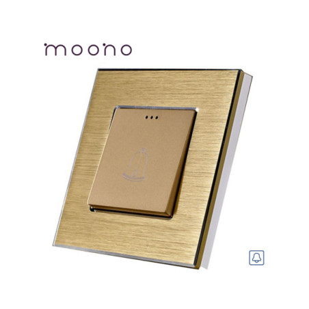 Întrerupător mecanic buton sonerie, ramă aluminiu, Moono, argintiu
