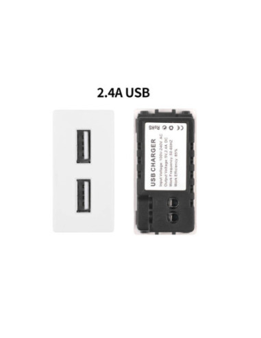 Modul priză USB dublă tip A 2.4A 1M, Moono