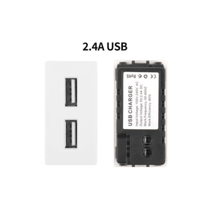 Modul priză USB dublă tip A 2.4A 1M, Moono