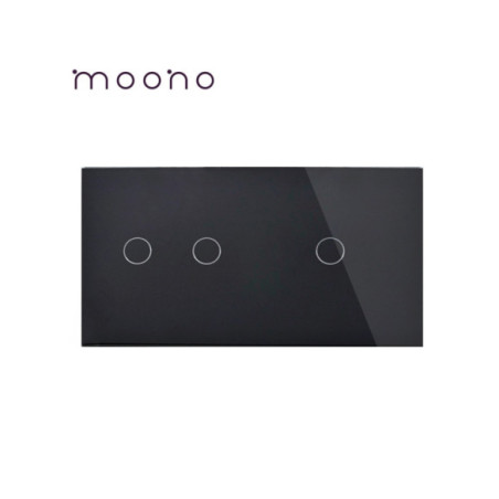 Panou din sticlă pentru întrerupător touch dublu + simplu, Moono
