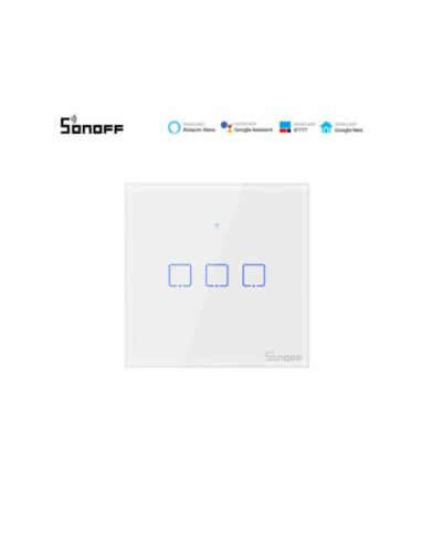 Sonoff T0EU3C-TX - Întrerupător Touch triplu cu control WiFi cu nul
