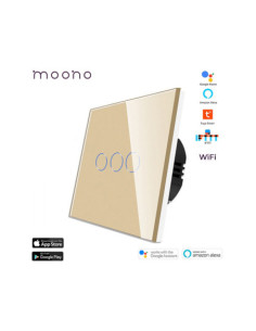 Întrerupător smart WiFi touch triplu TUYA, panou sticlă, nul opțional, Moono, alb