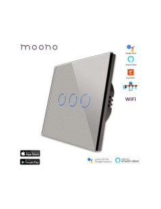 Întrerupător smart WiFi touch triplu TUYA, panou sticlă, nul opțional, Moono, alb 2