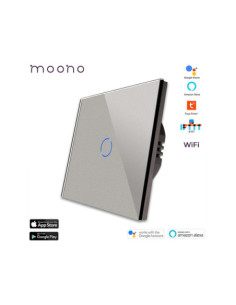 Întrerupător smart WiFi touch simplu TUYA, panou sticlă, nul opțional, Moono, alb 2