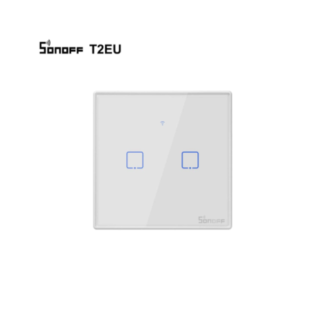 Sonoff T2EU2C-TX - Întrerupător Touch dublu cu control WiFi si RF cu nul