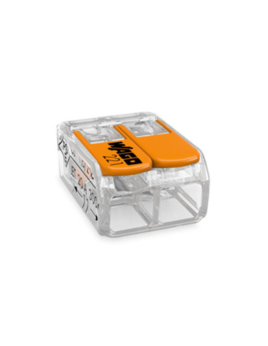 Conector legături rapide cu manetă, 2 poli, Wago 221-412