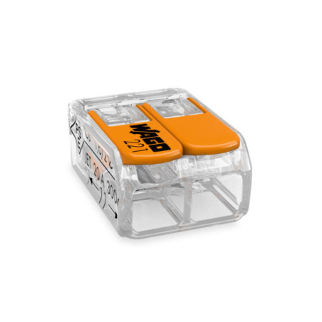 Conector legături rapide cu manetă, 2 poli, Wago 221-412