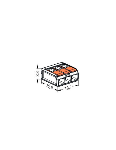 Conector legături rapide cu manetă, 3 poli, Wago 221-413