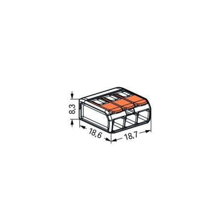 Conector legături rapide cu manetă, 3 poli, Wago 221-413