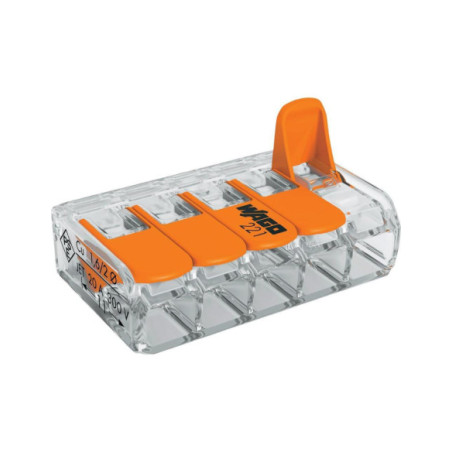 Conector legături rapide cu manetă, 5 poli, Wago 221-415
