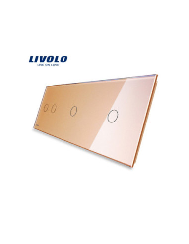 Panou din sticlă pentru întrerupător dublu + simplu + simplu 3x2M Livolo
