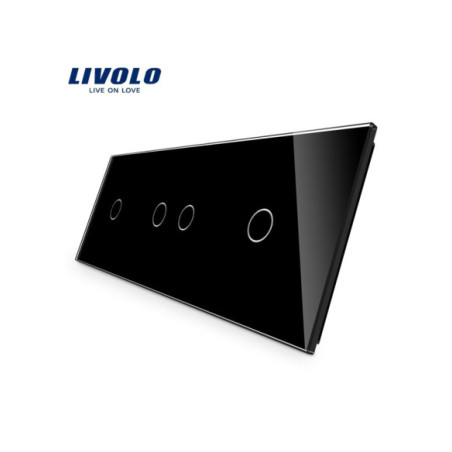 Panou din sticlă pentru întrerupător touch simplu + dublu + simplu 3x2M Livolo