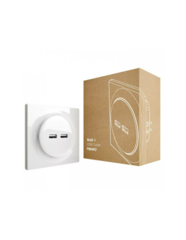 Priza USB Walli N FIBARO, alb