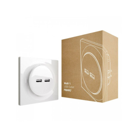 Priza USB Walli N FIBARO, alb