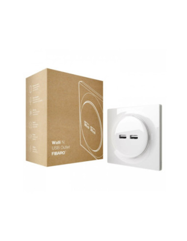 Priza USB Walli N FIBARO, alb