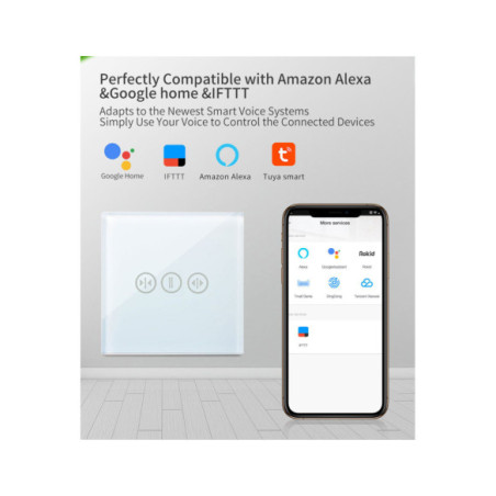 Intrerupator jaluzele smart WiFi cu nul moono, cu panou din sticla