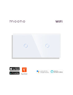 Întrerupător Smart WiFi touch simplu + simplu, TUYA, panou sticlă, nul opțional, Moono, alb