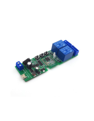 Releu smart ZigBee + RF cu 2 canale, 5V-32V, dry contact, SmartWise, compatibil Tuya si EWeLink