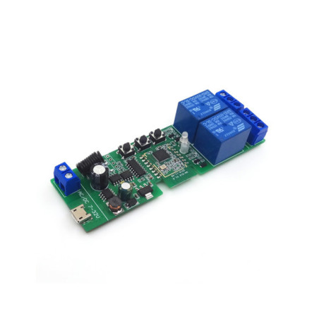 Releu smart ZigBee + RF cu 2 canale, 5V-32V, dry contact, SmartWise, compatibil Tuya si EWeLink