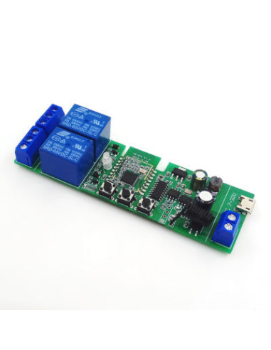 Releu smart ZigBee + RF cu 2 canale, 5V-32V, dry contact, SmartWise, compatibil Tuya si EWeLink