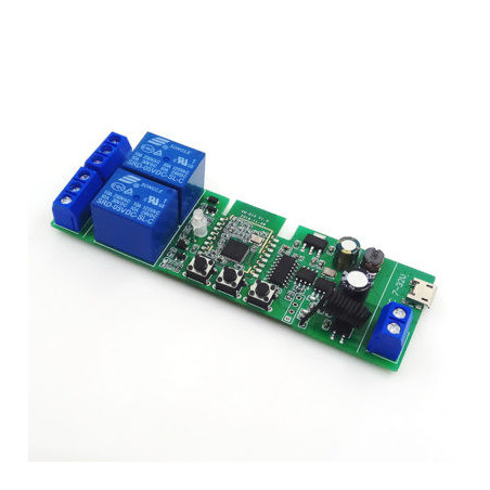 Releu smart ZigBee + RF cu 2 canale, 5V-32V, dry contact, SmartWise, compatibil Tuya si EWeLink