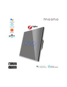 Întrerupător smart Zigbee touch dimmer (variator) TUYA, panou sticlă, cu nul, Moono, alb 2